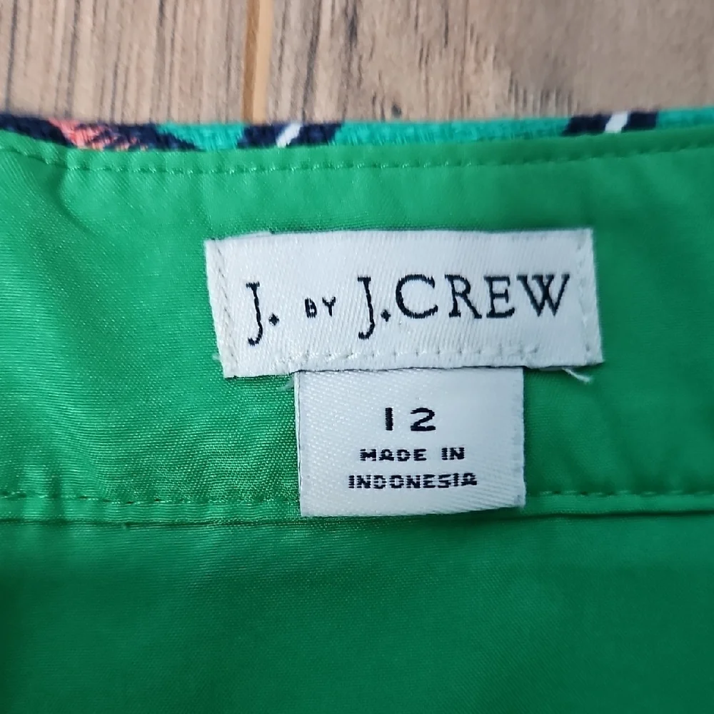 J. By J. Crew Women's Twill Floral Teal Pencil Skirt 12